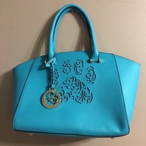 SALE💜NWOT Teal and Purple Leather Purse🐕🐈